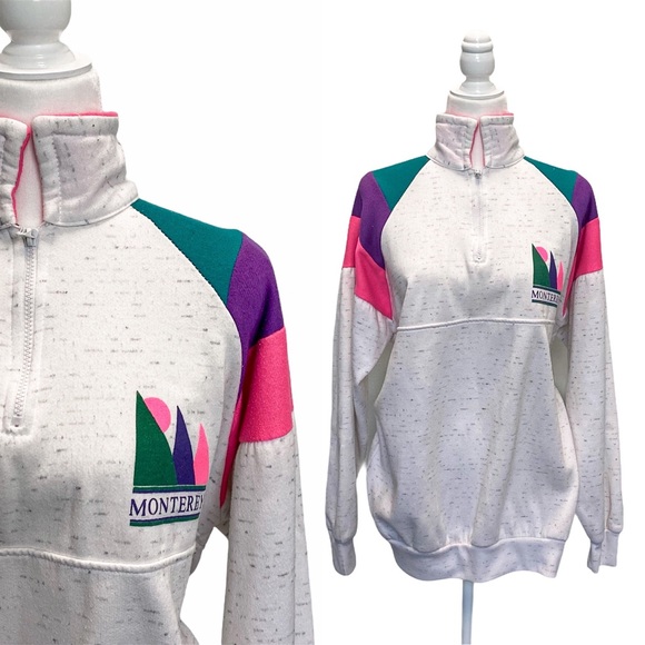 Vintage Tops - Vintage 80s 90s Monterey Jacket Colorblock XL